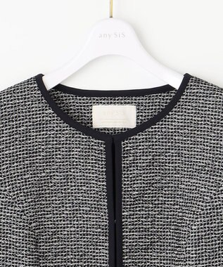 ANY SIS シャイニーストレッチツイード ジャケット シャンブレーネイビー