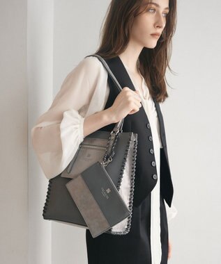 TOPKAPI 【TREASURE TOPKAPI】フェイクレザー ポーチ付き パラコード かがりトートバッグ グレー