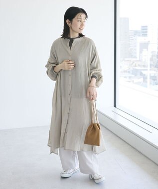 CRAFT STANDARD BOUTIQUE ヴィンテージボイル羽織ワンピース Gray Beige