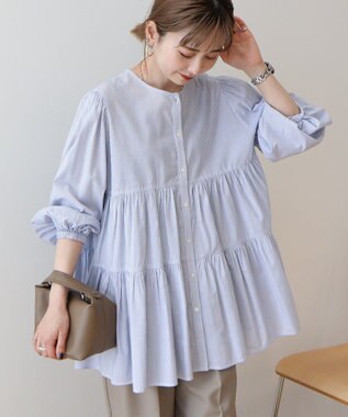 AMERICAN HOLIC 【先行予約】【WEB限定】ティアードギャザーブラウス Stripe