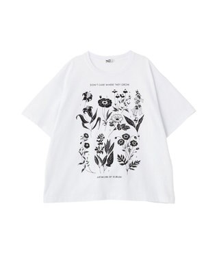 Green Parks ■ＷＩＴＨ　ＫＵＲＵＭＩ．Ｎ　フラワーｐｔＴシャツ Off White