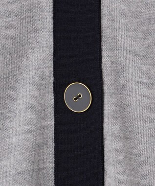 23区 S 【洗える】サステナブルウール Vネック バイカラー カーディガン ライトグレー×ネイビー