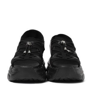 WEGO 【SMLXLサイズ展開】クリアライトソールレースアップサンダル ブラック