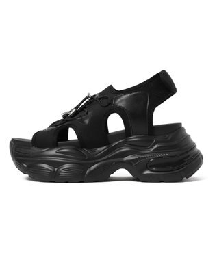 WEGO 【SMLXLサイズ展開】クリアライトソールレースアップサンダル ブラック