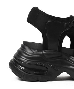 WEGO 【SMLXLサイズ展開】クリアライトソールレースアップサンダル ブラック