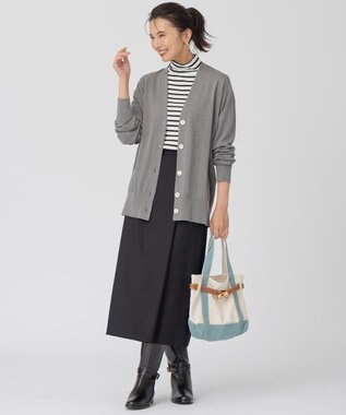 23区 シルクコットン ベーシック カーディガン ライトグレー系