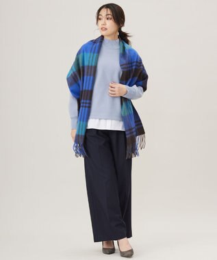 J.PRESS LADIES 【洗える】ANASTASIA milled ツータック ワイド パンツ ネイビー系