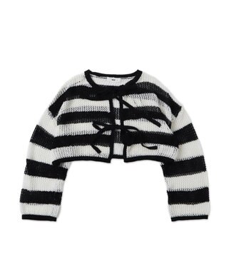 WEGO メッシュニットカーデ ブラックボーダー