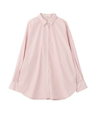 Green Parks イージーケア抜け衿シャツ Stripe Pink