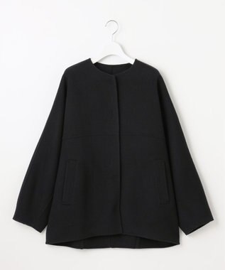 自由区 S 【SHIHOさん着用】ウールリバーノーカラー コート ブラック