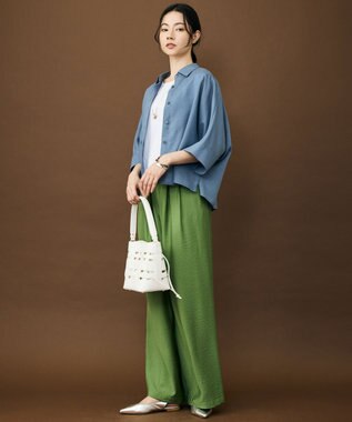 自由区 【セットアップ対応】エアリーツイルワイド パンツ ［新色］グリーン
