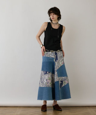 GRACE CONTINENTAL スカーフコンビデニムスカート