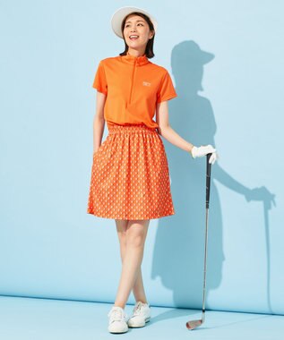 23区GOLF 【WOMEN】【接触冷感・UVケア・吸水速乾】アイス柄 切替ワンピース ライトオレンジ系