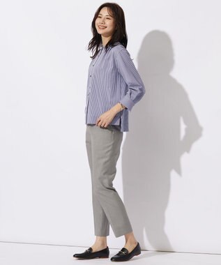 J.PRESS LADIES 【WEB限定カラーあり】ストライプジャカード バンドカラー カットソー ネイビー系1