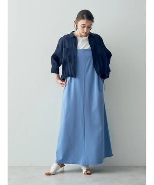 YECCA VECCA 【2点SET】シアーシャツ×Aラインキャミワンピース Navy