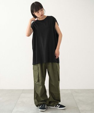 WEGO 【ユニセックス着用ITEM/MLサイズ展開/綿100%】スリーブレスコットンT ブラック