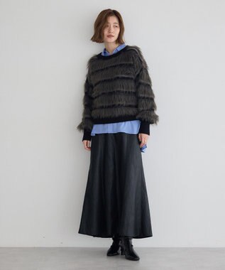 YECCA VECCA フェザーマルチボーダーニット Black