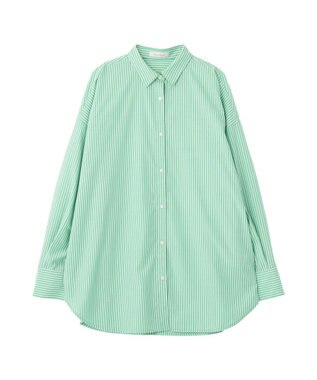 Green Parks イージーケア抜け衿シャツ Stripe Green