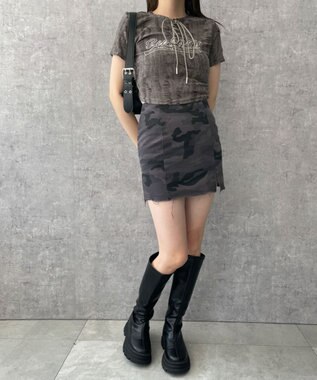 WEGO カモフラージュタイトミニスカート ブラックその他