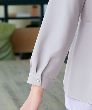 Tiaclasse L 【洗える】レイヤードヘムペプラムブラウス グレージュ