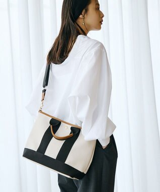 TOPKAPI 【Breath TOPKAPI】スコッチグレイン ネオレザー トート バッグ ショルダー付き M クリーム