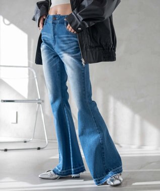 WEGO ローライズスーパーフレアデニムパンツ デニム中濃色