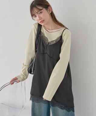 earth music&ecology 【予約】ランジェリーライクレースキャミ ブラック