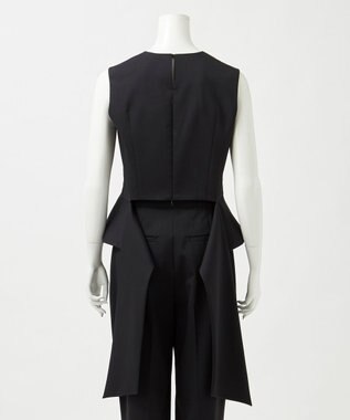 23区 S 【エステータ】ライトダブルクロス バックリボン ペプラムトップス ブラック系