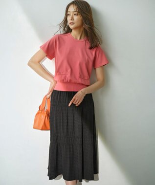 組曲 【WEB限定】ステッチストライプドビー ギャザースカート ブラック系