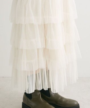Green Parks ２ｗａｙチュールティアードフリルスカート（ペチ付き） Ivory