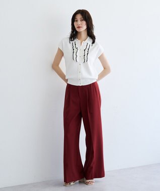 YECCA VECCA 配色フリルカーディガン Off White
