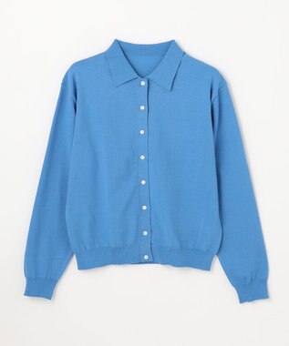 ANY L コットンブレンドポロカーデ ブルー