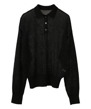 AMERICAN HOLIC メタルライクニットポロ Black