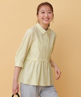 ANY SIS フレアペプラム シャツ ライトイエロー