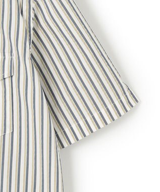 J.PRESS MEN 【クールマックス】サッカーマルチストライプ バンドカラーシャツ ブルー系1