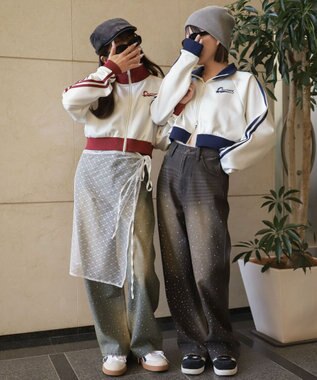 WEGO ロゴプリントトラックジャケット ネイビー