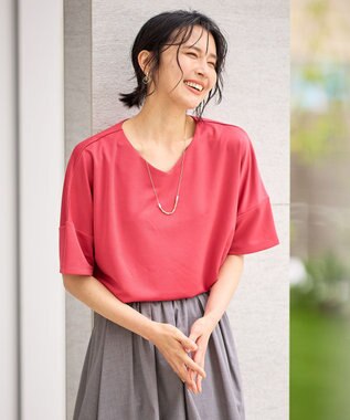 ANY ドライポンチVネックプルオーバー スカーレット