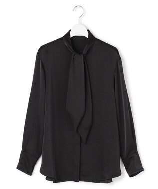 ICB L 【WEB＆一部店舗限定】 DrapySatin ボウタイブラウス ブラック系
