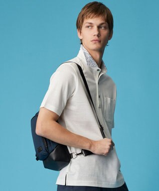 JOSEPH ABBOUD 【リネン素材/吸水速乾/日本素材】リネンハニカム ダディ ポロシャツ ホワイト×ペイズリー