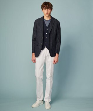 JOSEPH ABBOUD 【清涼感/軽量】リネンTOPピケ ジャケット ネイビー系