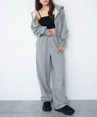 WEGO 【ウエストゴム/XSSMサイズ展開】スウェットワイドパンツ グレーその他