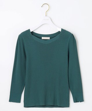 ANY SIS 【洗える】ネックポイントリブ ニット ダークグリーン