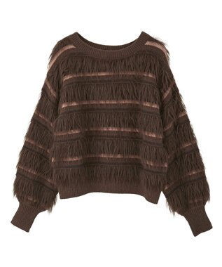 YECCA VECCA フェザーマルチボーダーニット Brown