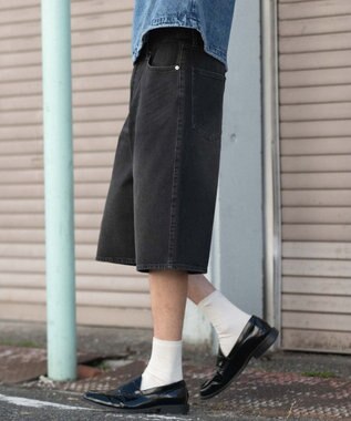 WEGO 【ユニセックス着用ITEM/SMLサイズ展開】スーパーバギーデニムショーツ デニムブラックソノタ