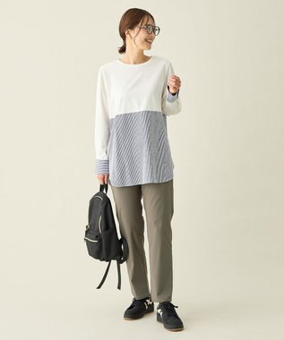 ANY シャツコンビレイヤードインナー ネイビーストライプ