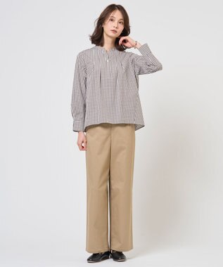 J.PRESS LADIES L 【WEB限定カラーあり】コンパクトエステネージュ スキッパー ブラウス ブラウンギンガム系
