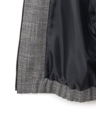 ICB 【洗える】 ライトスラブツイード ブルゾン ブラック×オフホワイト系