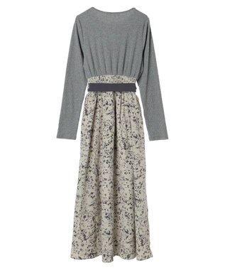 Green Parks ・ＥＬＥＮＣＡＲＥ　ＤＵＥ　リブ×フラワーキリカエワンピ Gray Mixture