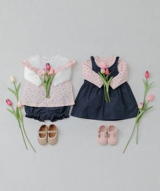 組曲 KIDS 【80-90cm】Tulips Shower  ジャンパースカート ベビーピンク系5