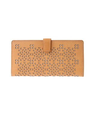 genten フラッターカットワーク マチなし長財布 ヌメベージュ